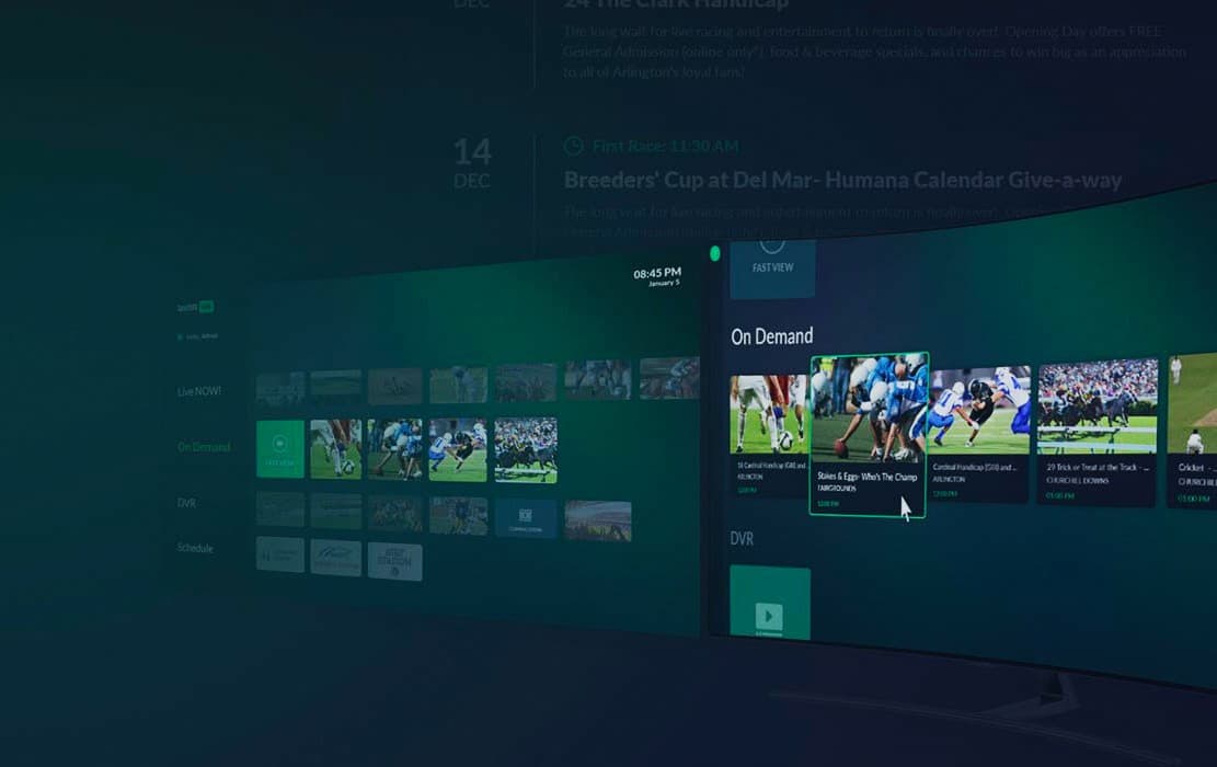 Multi-camera streaming app on a dark screen