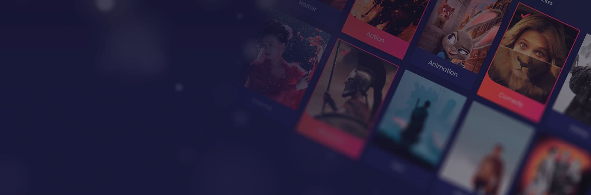 Streaming app screens with movie and series posters for media and entertainment solutions