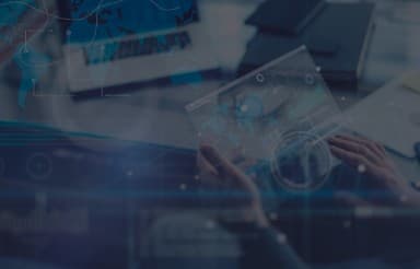 Blog cover with hands on a laptop and MarTech overlays