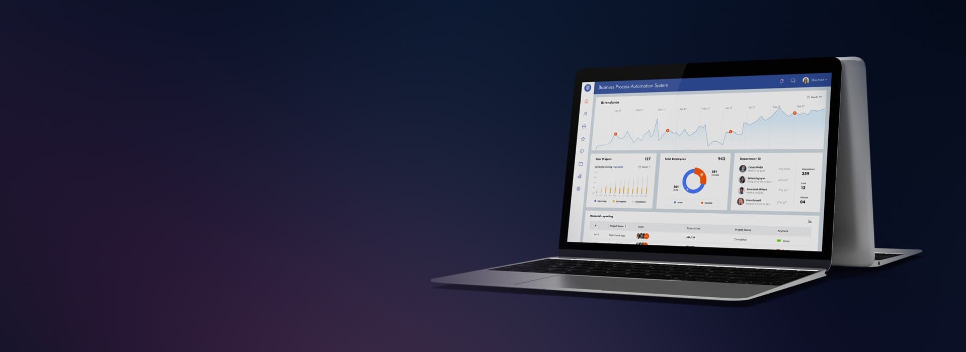 Laptop showing a business process automation dashboard