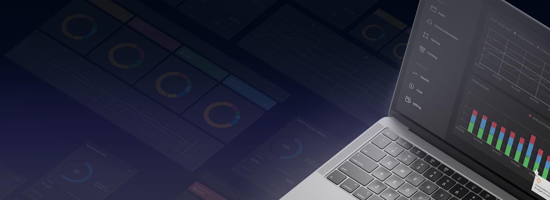 Laptop showing machine learning analytics charts