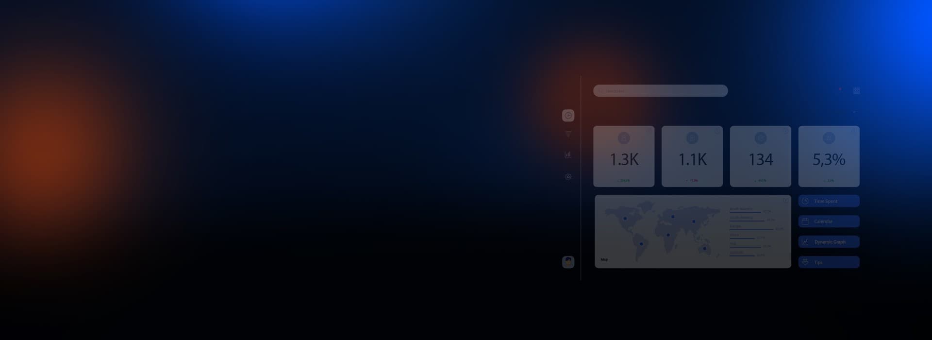 Chatbot interface panels on a dark blue background