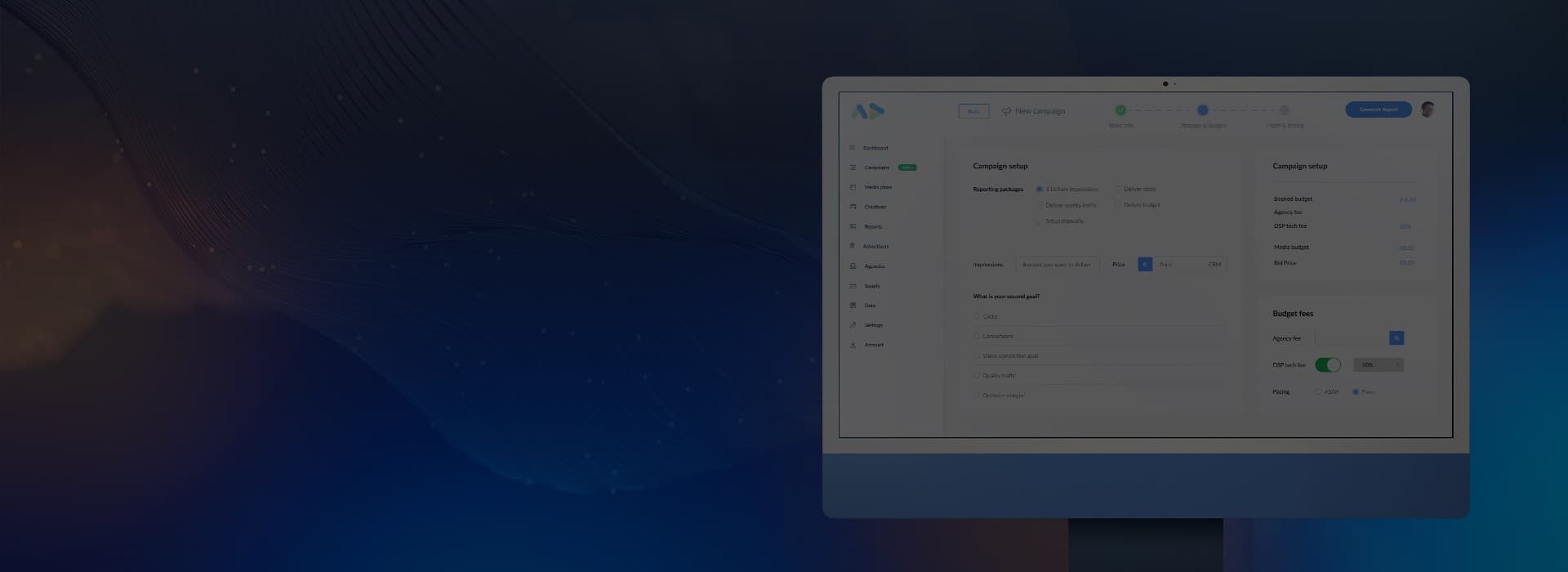 Monitor showing a professional services web dashboard