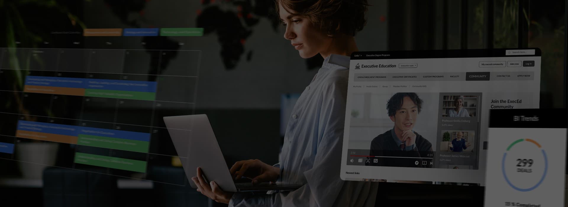 Senior executive in an online training session on a laptop