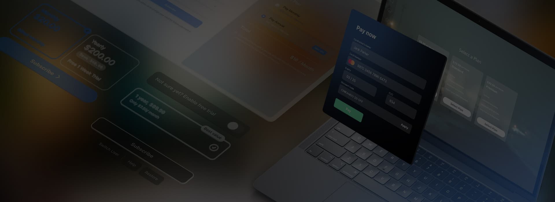 Laptop showing a payment checkout screen for global markets