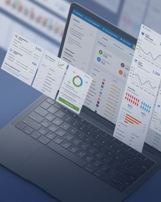 Laptop with patient engagement platform screens