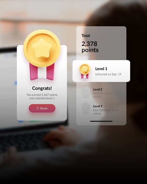 Gamified training app with an achievement badge