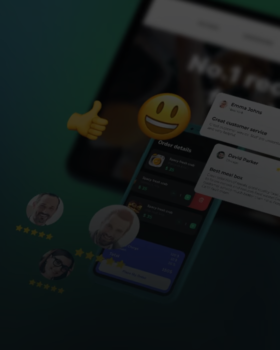 Phone showing a food delivery app with ratings