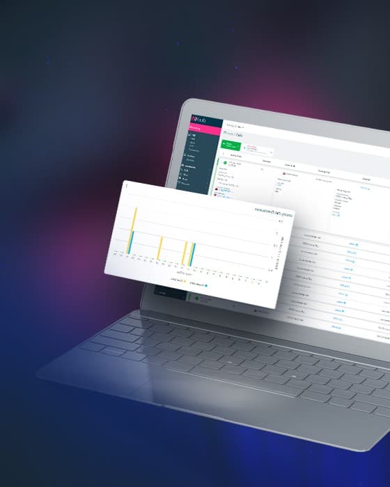 Laptop showing a customer service dashboard