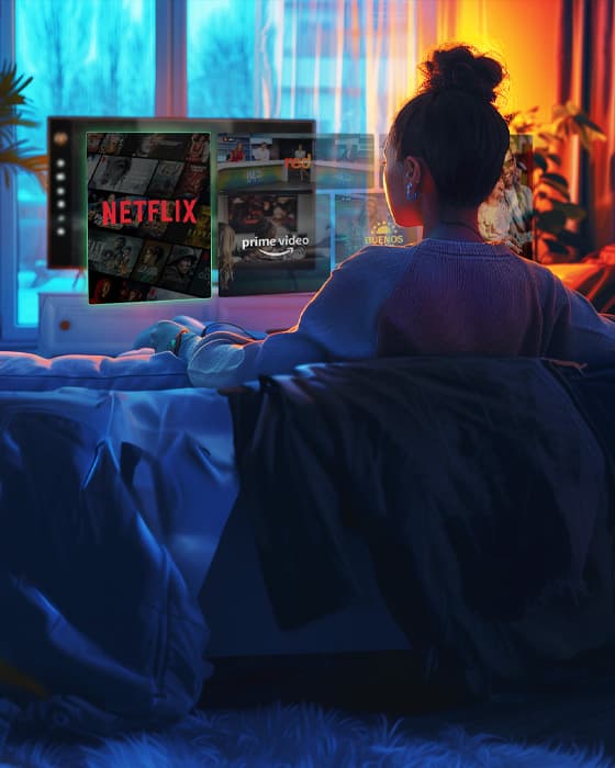 Woman watching a white-label OTT app on TV