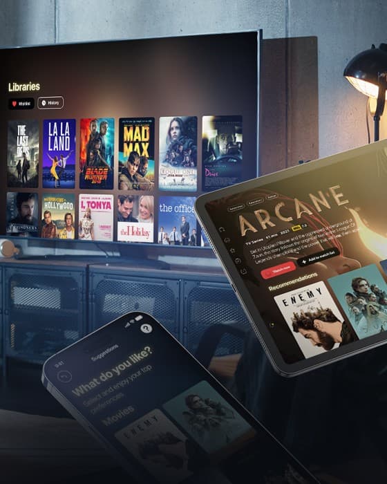TV and tablet showing a VoD platform designed for the Middle East