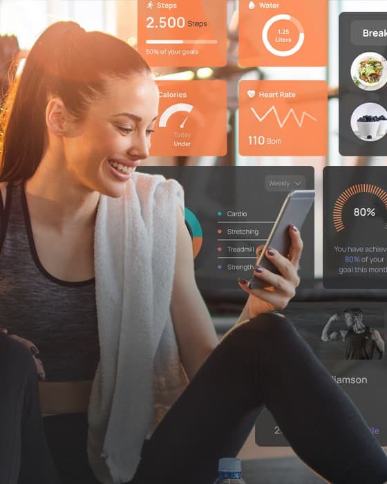 Athlete with a phone beside performance assessment screens