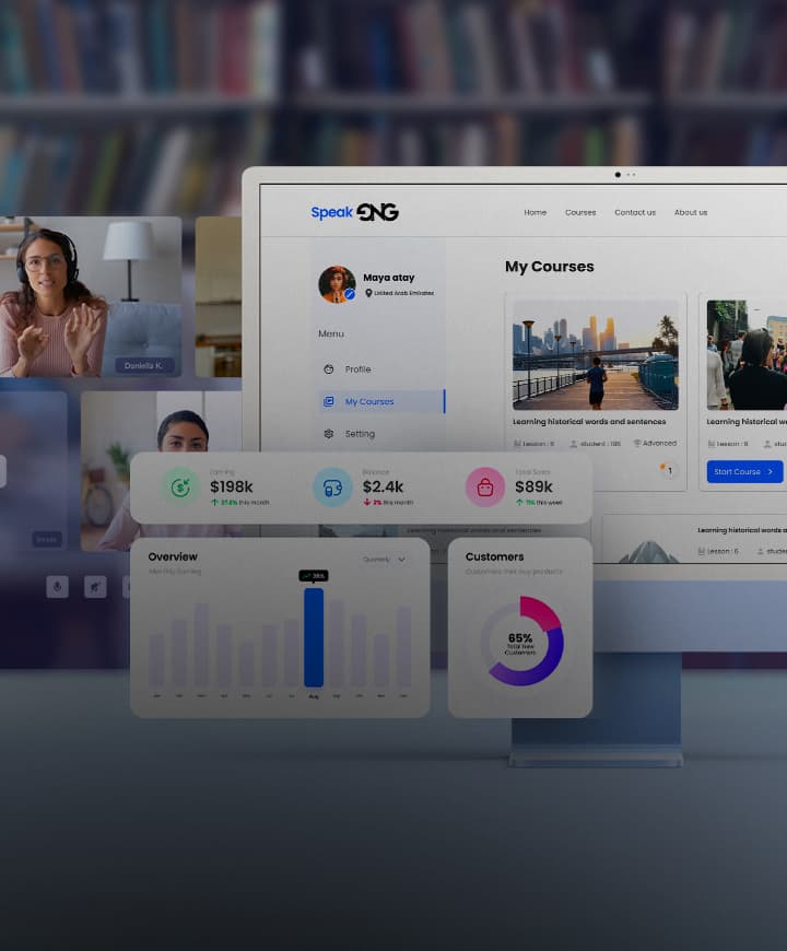 eLearning platform screens with UX and UI refinements