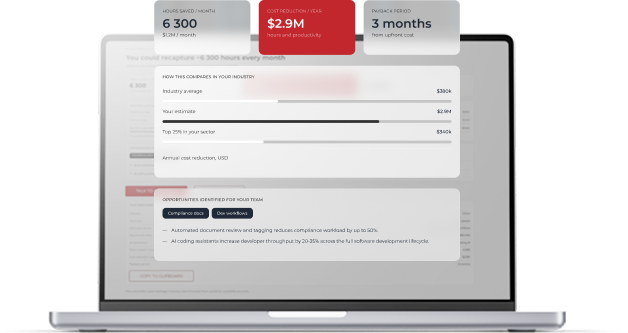 Laptop showing a GenAI ROI calculator