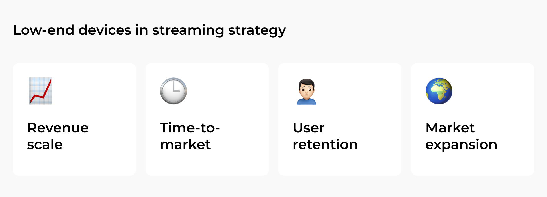 Low-end devices in streaming strategy
