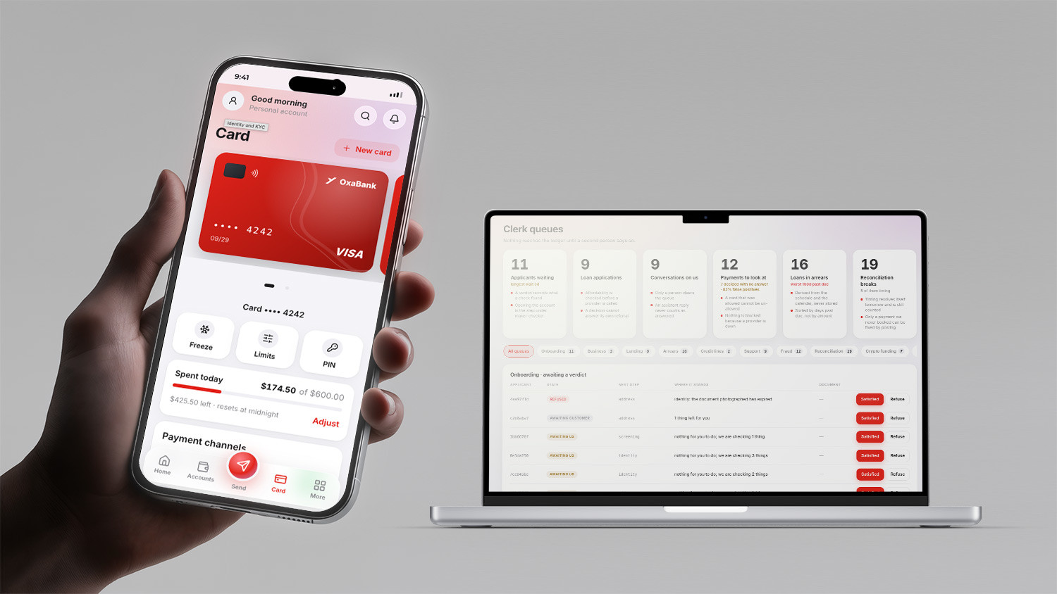 Neobank surfaces: customer apps and back-office consoles