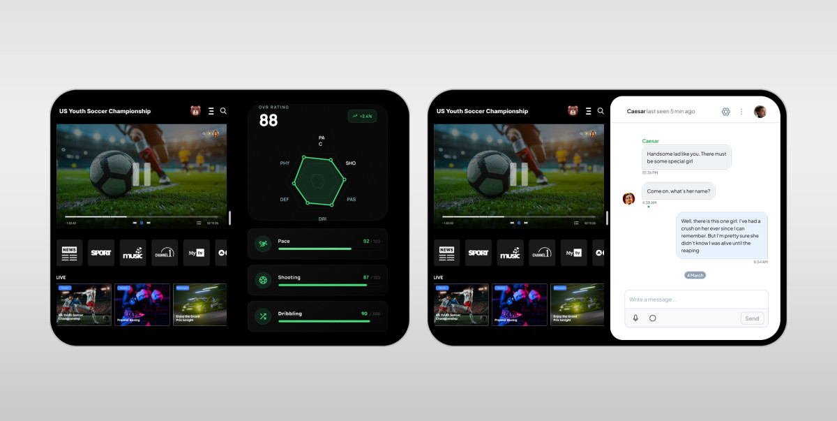 Video with companion interactions on the iPhone Duo inner display